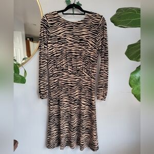LOFT animal print tiger print NWOT Midi Dress 4P stretchy